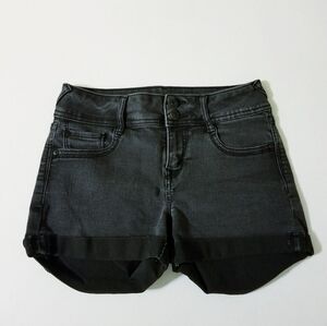 Wallflower Women's Black Button Zip Jean Embroidered Shorts Size 5 Junior